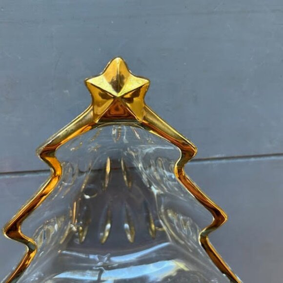 Studio Nova Yuletide Spirit Gold Christmas Tree Candy Dish Gold Trim Clear EUC - Picture 4 of 5